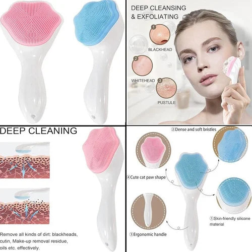 Silicone Face Wash Brush (Buy 1 Get Bath Shower Silicone Body Brush Belt Free)